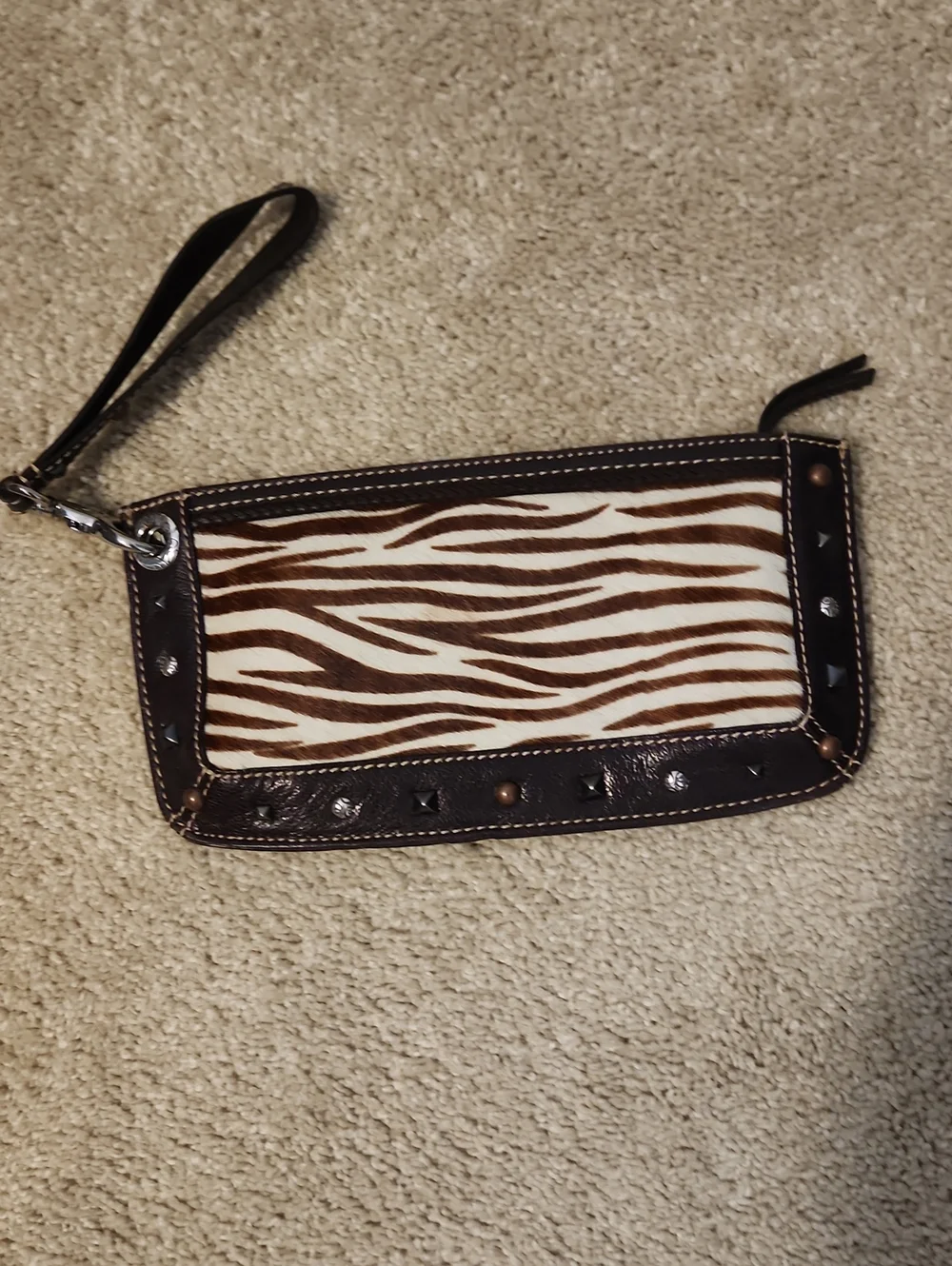 Brighton Brown and White Zebra Print Wristlet Clutch